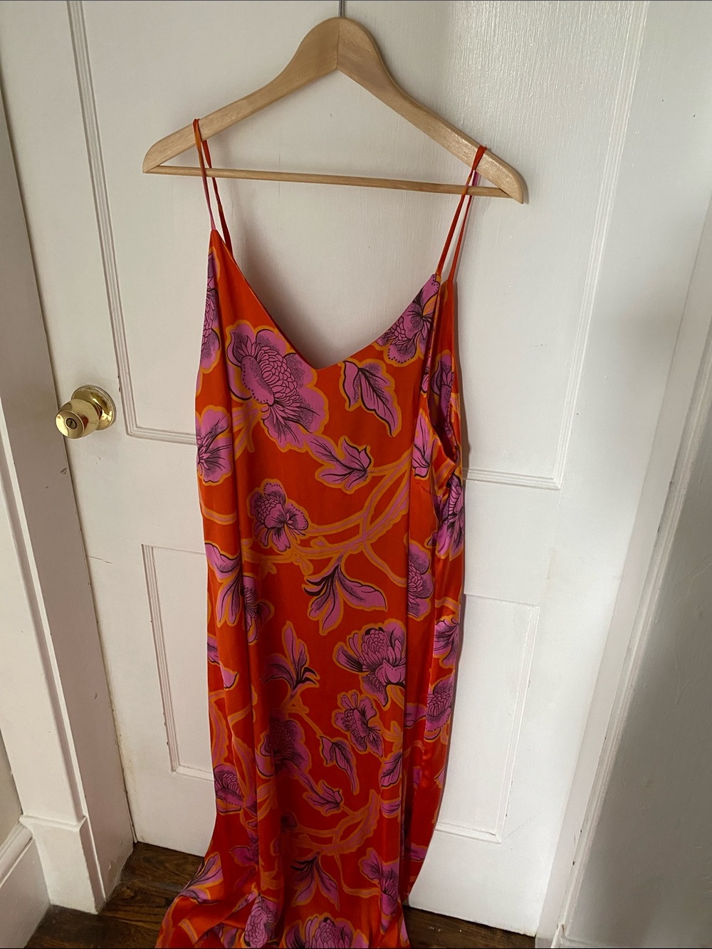 Boohoo Pink and Orange Floral Print Maxi Dress